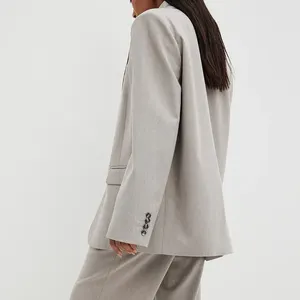 Giacca Blazer Casual oversize monopetto moda donna in bianco personalizzato da ufficio