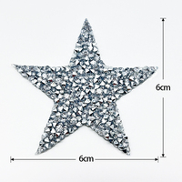 Patch étoile en strass adhésif AB de 6 cm, bleu et noir, à thermocoller pour vêtements, en résine – Vente chaude
