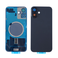 Remplacement de Vitre Arrière OEM pour iPhone 16/16 Plus, Verre Arrière Design Barre avec Cadre, Plaque Métallique et Anneau Magnétique