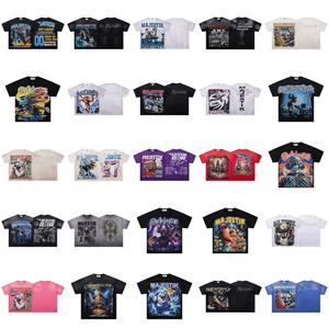 เสื้อยืดโอเวอร์ไซส์พิมพ์ลายผ้าฝ้าย 100% สไตล์ฮิปฮอปสำหรับผู้ชาย คอลเลคชั่นขายส่งเสื้อผ้าสตรีทแวร์ระดับไฮเอนด์ประดับคริสตัล แบรนด์ Majestik Clothing ปี 2026 - Product Image 5