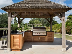 VERMONHOUZZ Mobili da Cucina Moderni in Legno Massello per Uso Esterno Sotto Tettoia - <span class=keywords><strong>Isola</strong></span> da Patio di Lusso con Finitura in Legno Naturale - Product Image 4