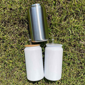 Gobelets isothermes en verre à double paroi de 16 oz, blancs, vierges, pour gravure et sublimation, en forme de canette de soda ou de bière, expédiés depuis l'entrepôt américain - Product Image 2