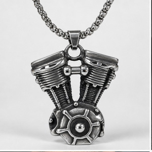 yunnique Motorcycle Engine Pendant Necklace <b>Titanium</b> Steel Men's Fashion Jewelry Gift Geometric Design JD215 - Product Image 1