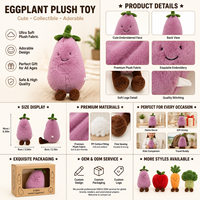 Peluche personnalisée en coton PP, douce et rembourrée, en forme de banane, pomme, légumes, avec visage souriant, coussin personnalisé