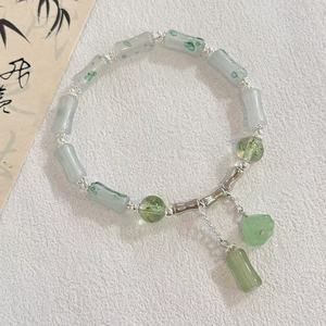 <span class=keywords><strong>Pulsera</strong></span> de Jade Vintage Resoul, Joyería Estética de Bambú, Piedra Natural Curativa, Cadena de Mano para Parejas, Brazaletes de Amistad - Product Image 5