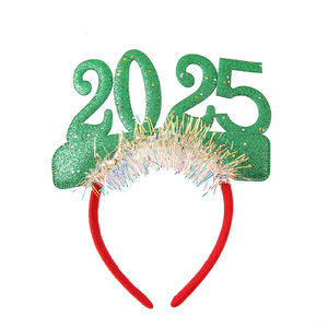 Diadema Navideña Luminosa 2025 para Niña, Verde, Roja, Dorada, Decoración de Año Nuevo, Diadema con Brillantina Navideña, Disfraz - Product Image 5