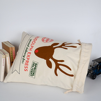Sac de Noël en toile Rudolph le renne au nez rouge, livraison spéciale, sac cadeau de Noël, toile naturelle, surdimensionné