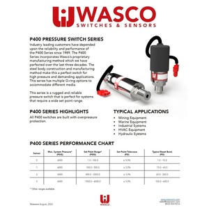 Pressostat WASCO P400-15W3A-X/1914 10 PSI pour équipement d'automatisation industrielle à dépression - Product Image 2
