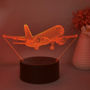 Sunssy Interfaz USB 3D Luz Nocturna Modelo de Avión LED con Control Táctil para Entusiastas Voladores Luces Decorativas de Mesa para Vacaciones - Product Image 3