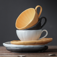 Ensemble de tasses à café et à thé en céramique, design personnalisable, écologique, en porcelaine mate de couleur artisanale nordique, pour latte et expresso