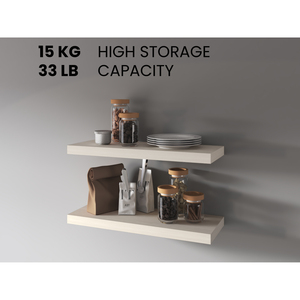 Iva <b>Floating</b> Shelf In Melamine White Oak X2 <b>Wall</b> Display <b>Shelves</b> - Product Image 2