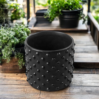 Mini pot de fleur en céramique noire intérieur et extérieur argile succulente Cactus jardinière Kit pépinière et décor de sol à la maison