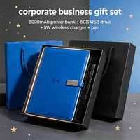 Ensemble cadeau d'affaires intelligent : carnet fonctionnel avec chargeur sans fil, batterie externe, stylo, agenda en cuir et tissu