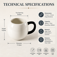 Mug à café en porcelaine 380 ml (13 oz) – Tasse en céramique fantaisie, compatible lave-vaisselle et micro-ondes, idéal pour la maison, le bureau et les fêtes