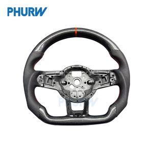 Volants de direction personnalisés PHURW pour voitures, fibre de carbone + cuir, volant de direction pour VW <span class=keywords><strong>Golf</strong></span> <span class=keywords><strong>GTI</strong></span> 7, volant de course automobile - Product Image 3