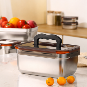 Crisper <b>Box</b> <b>Set</b> Stainless Steel 1/3/4pcs with Transparent Lid Airtight BPA Free Multipurpose Food Storage Container for Fruit - Product Image 4
