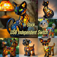 Série de jouets lumineux pour chiens MuNi, figurines d'animaux artistiques LED, style européen créatif, alimentation USB, pour la maison