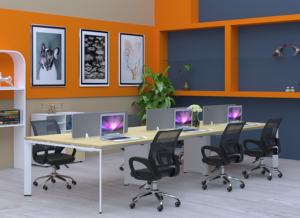 Scrivania Modulare Moderna con Gambe in Acciaio, Telaio in Metallo Cromato, Postazione di Lavoro per 4 Persone con Dimensioni Personalizzabili - Product Image 3