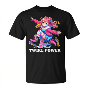 Camiseta sin mangas con estampado de figura de chica anime para deportes de invierno, ropa promocional Twirl Power - Product Image 2