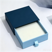Boîte à bijoux personnalisée bleu brume de Noël, boîte à bijoux carrée en carton, boîte cadeau vierge avec cordon de serrage