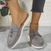 BBAVR Mules à bout ouvert pour femme, dessus textile, semelle EVA, respirantes, chaussures décontractées toutes saisons, gris, bleu, noir, marron, beige, blanc, métal