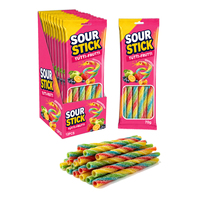 BESTAR Wholesale Twisted Straw Sour Stick Gummy Candy 70g Tutti Frutti Assorted Fruit Flavor Sugar Coated Chewy Confectionery