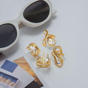 Anillo de Moda Talla 6 7 8 de Acero Inoxidable 316, Anillo Hip Hop Chapado en Oro de 14k con Circonita, Anillo de Compromiso para Mujer - Product Image 5