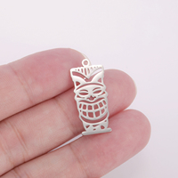 Pendentif Masque de Clown Creux en Acier Inoxydable Plaqué Or PVD pour Hommes et Femmes, Accessoire de Bijouterie pour Collier et Bracelet
