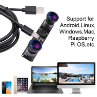 Caméra USB 3D stéréo synchrone VR 3840*1080P 4MP 60fps UVC, module de caméra double mini USB avec objectif grand angle de 120 degrés