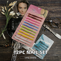 Kit professionnel de 12 polissoirs à ongles en plastique, avec tête de spatule, coupe-ongles, éliminateur de callosités, repousse-cuticules pour peaux mortes, manucure et nail art