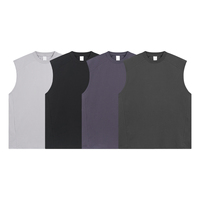 Camiseta sin mangas para hombre, 100% algodón, tejido de punto, 300g, peso pesado, corte holgado, lisa para estampar, venta al por mayor