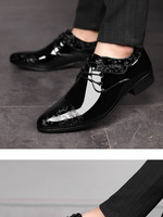 Nouvelles Chaussures Habillées Brillantes pour Hommes en Cuir Véritable Antidérapantes à Lacets Grande Taille pour Mariage et Affaires