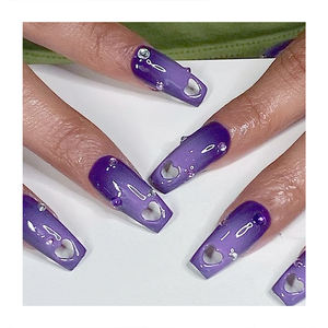 <span class=keywords><strong>Uñas</strong></span> Postizas Largas Cuadradas <span class=keywords><strong>de</strong></span> Moda, Color <span class=keywords><strong>Rosa</strong></span> Degradado, con Flores Cruzadas, Hechas a Mano, Suministros para Joyería, <span class=keywords><strong>Uñas</strong></span> a Presión al por Mayor - Product Image 4