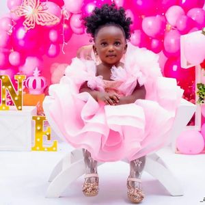 fırfırlı çiçek kız elbiseleri prenses boncuklu çocuk doğum günü partisi elbisesi düğün için bebek balo elbiseleri fotoğraf çekimi - Product Image 2