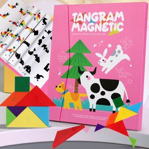 Jeu d'activités éducatives préscolaires Geo : Puzzle en bois de formes géométriques, blocs Tangram, jeu de Tangrams géométriques, jouet de réflexion - Product Image 1