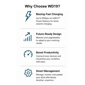 <span class=keywords><strong>Station</strong></span> d'accueil Dell WD19S avec adaptateur 180W, ports USB-C, USB-A, HDMI, DP, RJ45 LAN pour ordinateur portable - Product Image 3