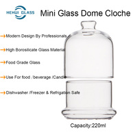 Cloche en verre soufflé transparent avec base noire pour décoration de maison, cadeau, mariage, art populaire, cloche en verre à fleurs