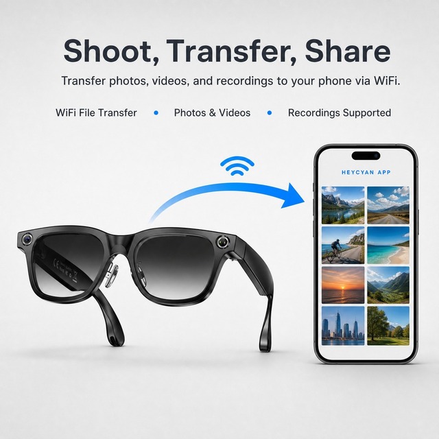 AI Smart Glasses IP66 Waterproof Type-C Charging Case Magnetic Wireless for 5.3 20MP Camera 4K Photochromic Lenses Real