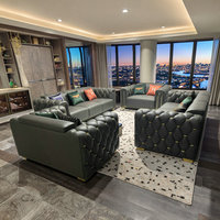 Ensemble de canapés modulaires en cuir véritable de qualité supérieure de style italien avec rembourrage en éponge pour maison villa