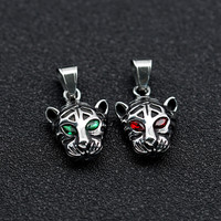 Collier et Pendentif Léopard en Acier Inoxydable avec Zircons Verts, Rouges et Bleus, Bijoux Hip Hop Tendance, Chaîne et Porte-clés