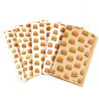 Kertas Pembungkus Makanan Anti Minyak Bermotif Kotak-Kotak Kecil dengan Logo Custom, untuk Sandwich, Restoran, Makanan Cepat Saji, Burger, 38Gsm