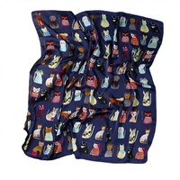 Écharpe carrée de luxe en polyester personnalisée pour femme, motif animalier géométrique graffiti dessin animé, douce pour la peau, idéale pour l'automne, vente en gros