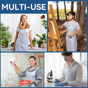 Delantales Desechables de Plástico Blanco, Material de Polietileno Impermeable, Ideales para Cocinar, Pintar, Manualidades - Product Image 5