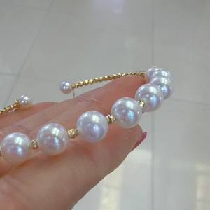Bracelet à breloque ancre en or 18 carats de Zhuji Pearl, perle ronde de 6 à 6,5 mm, forte luminosité, perle de mer/d'eau douce, pour cadeaux - Product Image 2