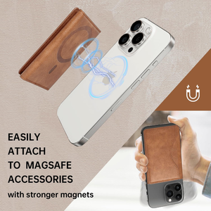 Portefeuille de luxe à trois volets avec porte-cartes magnétique pour iPhone, support de téléphone fin en cuir avec fente pour cartes, attache anti-RFID - Product Image 5