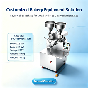 Machine de formage de gâteaux mille-crêpes à double trémie et revêtement crème, spécialisée haute production pour usines de pâtisserie - Product Image 1