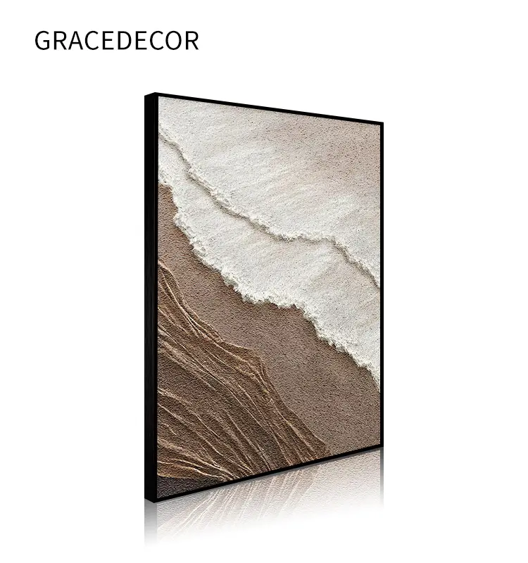Wholesale modern 3D landscape painting fine texture oil painting shopping mall alloy black frame art wall decor
