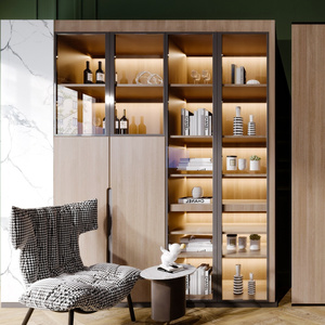 Libreria Moderna in <span class=keywords><strong>MDF</strong></span> a 6 Ripiani con Ante, Scaffale Alto ad Angolo per Soggiorno, Camera da Letto e Ufficio - Product Image 3