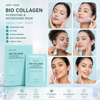 Masque facial en hydrogel au collagène bio avec logo personnalisé, masque peel-off deux heures, hydratation intense, affinage des pores, éclaircissant, anti-âge, 4 pièces