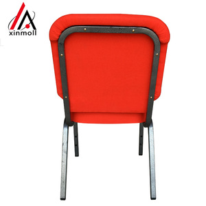 Sillas de Adoración, Sillas de Capilla, Fabricante de Sillas Metálicas para Iglesias y Lugares de Culto en Tela Roja con Estructura Plateada - Product Image 4